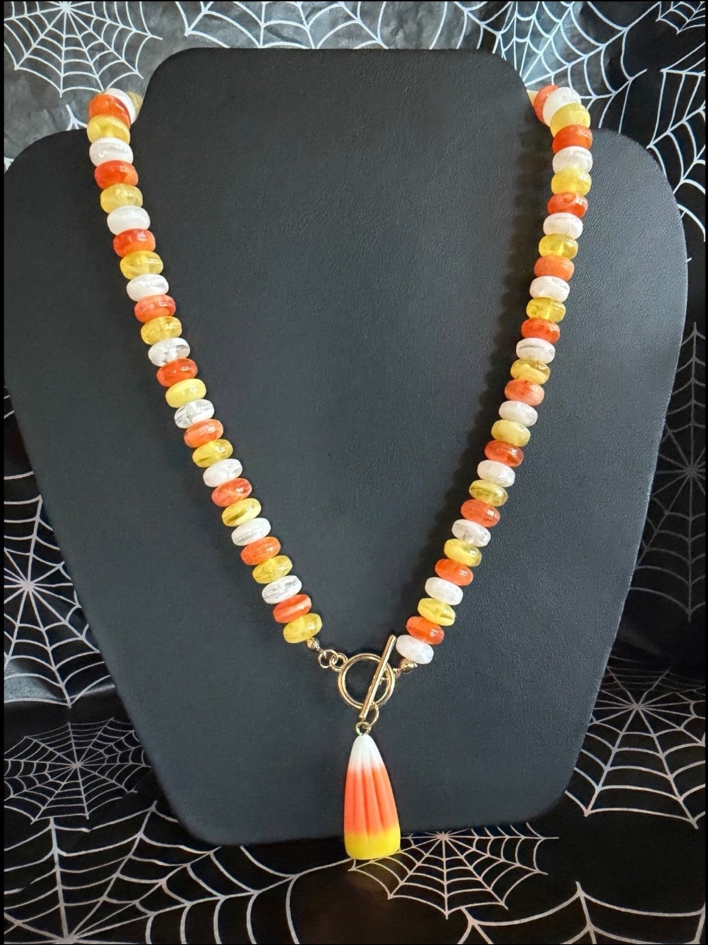 Halloween Candy Corn Necklace in Orange, Yellow & White